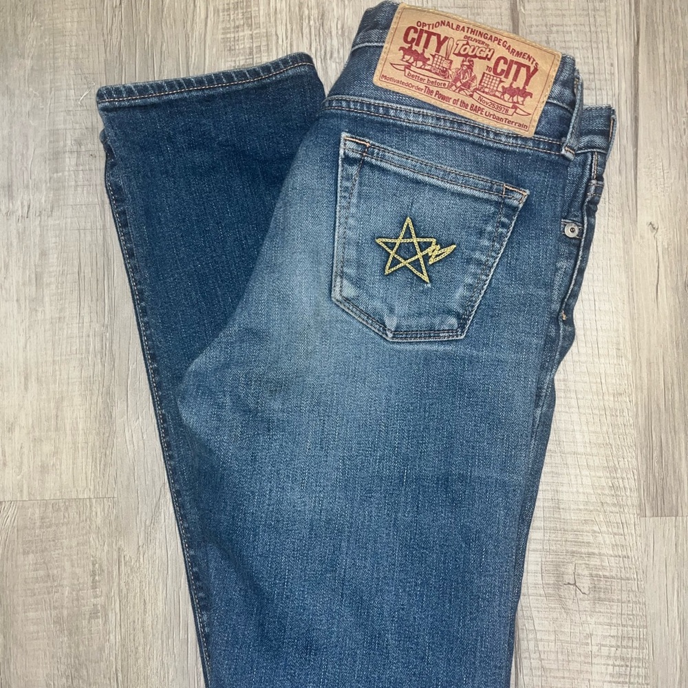 Host pick 💋 Rare! Vintage authentic Japan Bape Jeans A Bathing Ape women’s XS 2 - Picture 3 of 9